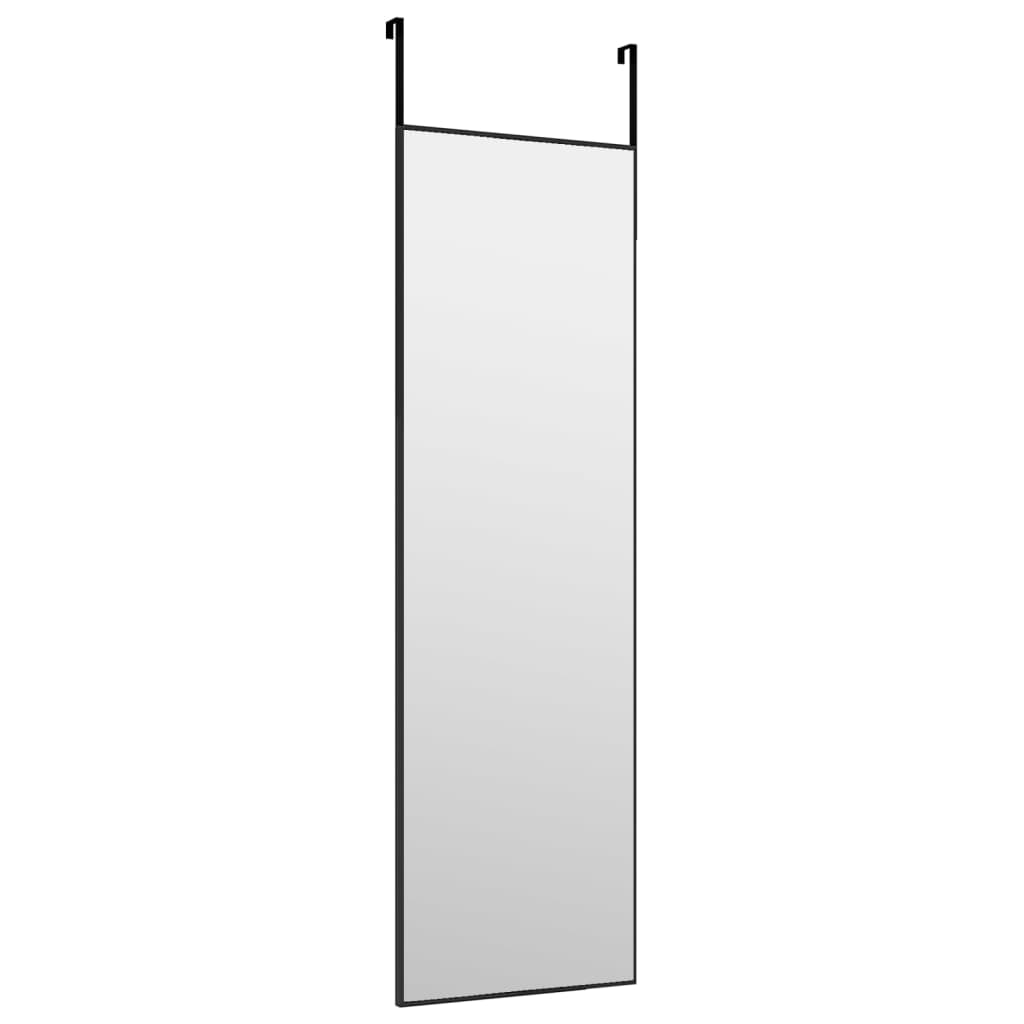 fekete üveg és alumínium ajtótükör 30x100 cm