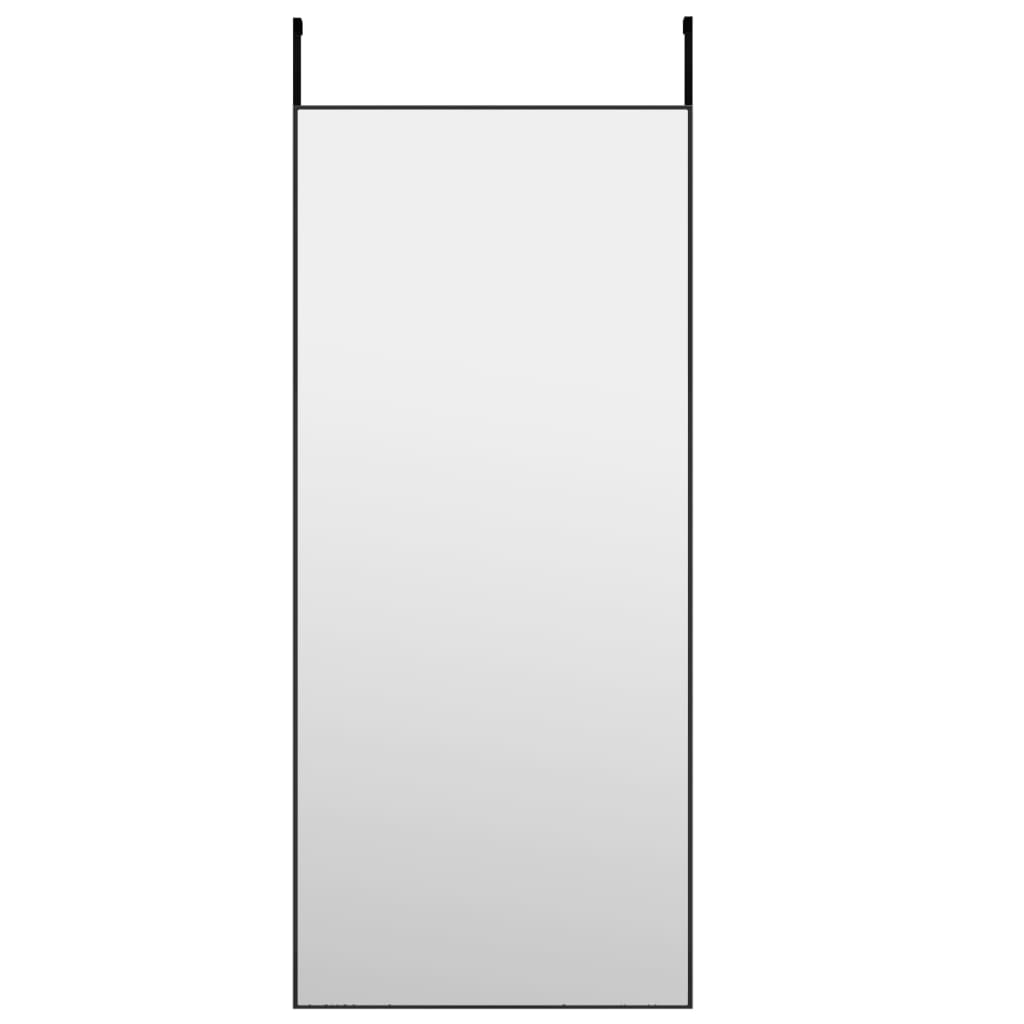 fekete üveg és alumínium ajtótükör 40x100 cm