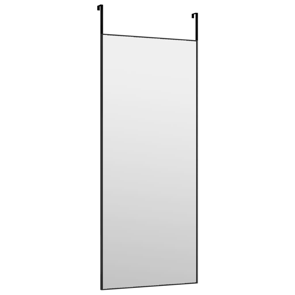 fekete üveg és alumínium ajtótükör 40x100 cm