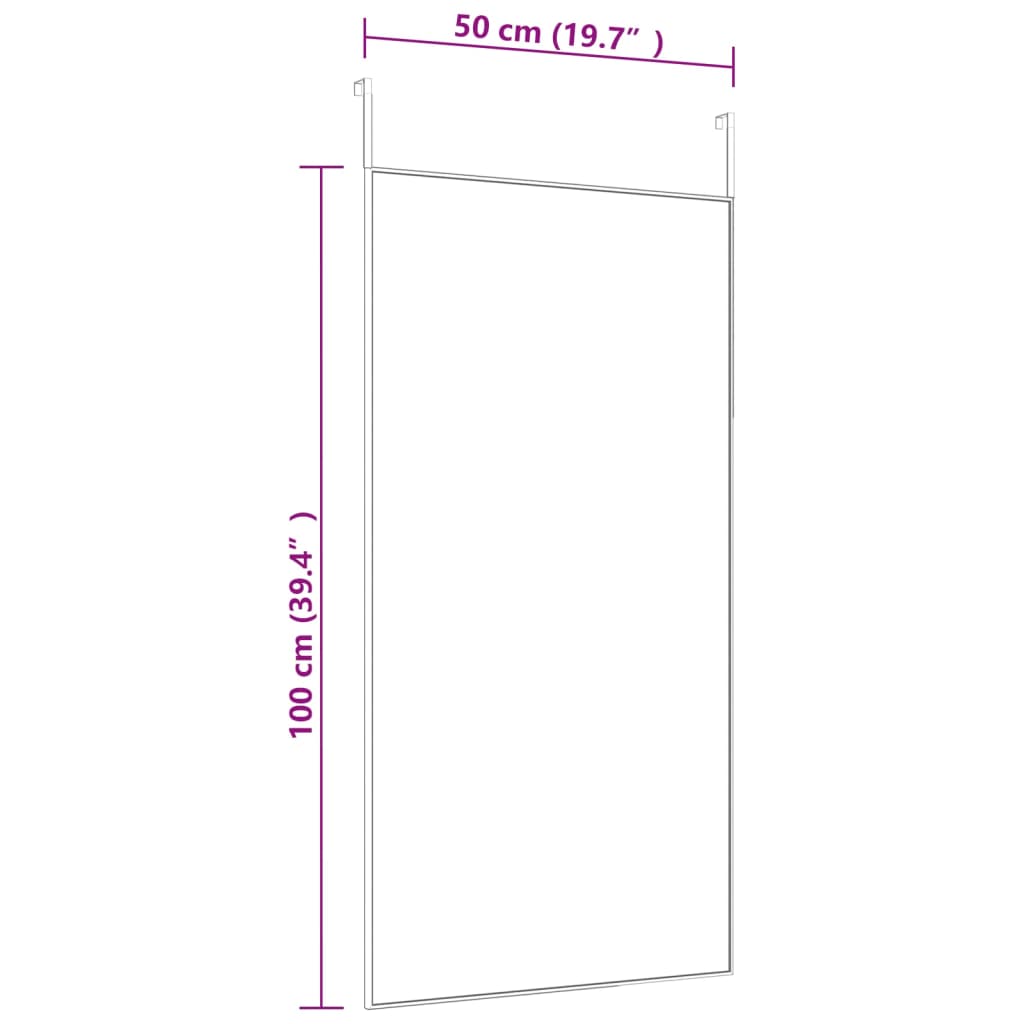 fekete üveg és alumínium ajtótükör 50x100 cm