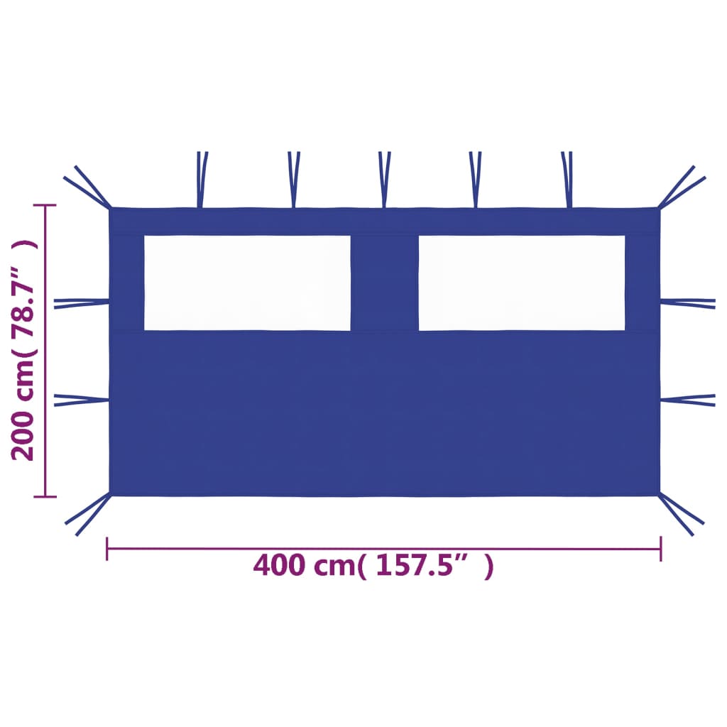 kék ablakos pavilonfal 4 x 2 m