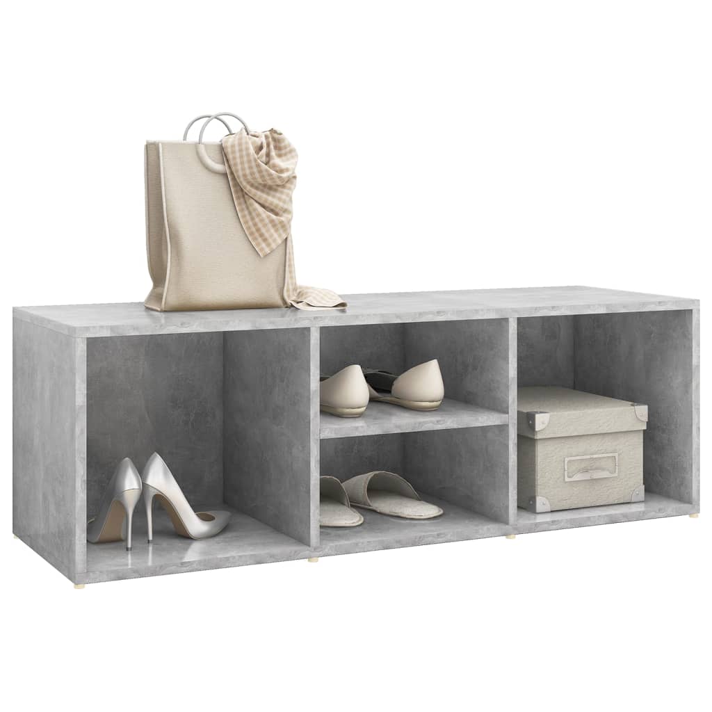 betonszürke szerelt fa cipőtároló pad 105 x 35 x 35 cm