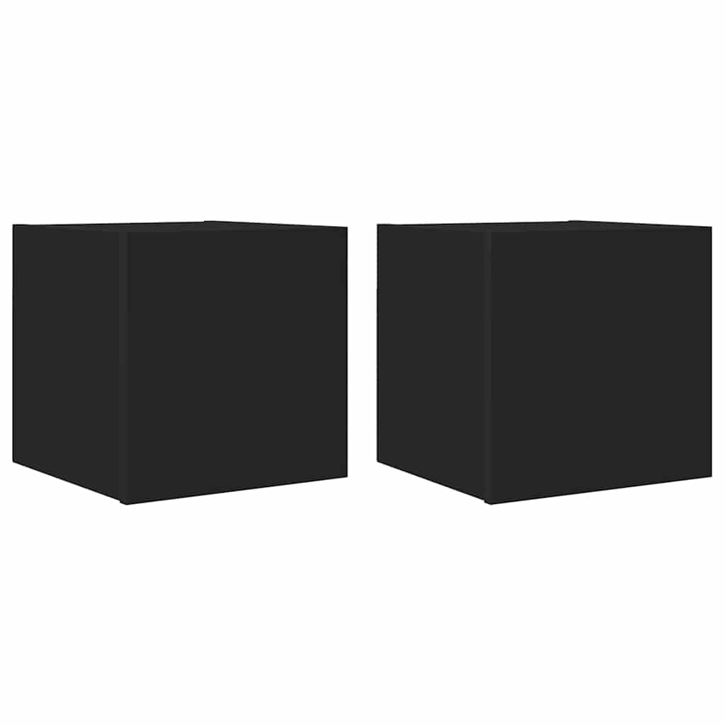 2 db fekete falra szerelhető TV-szekrény 30,5 x 30 x 30 cm