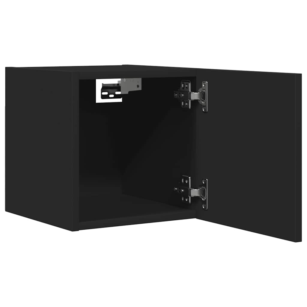 2 db fekete falra szerelhető TV-szekrény 30,5 x 30 x 30 cm