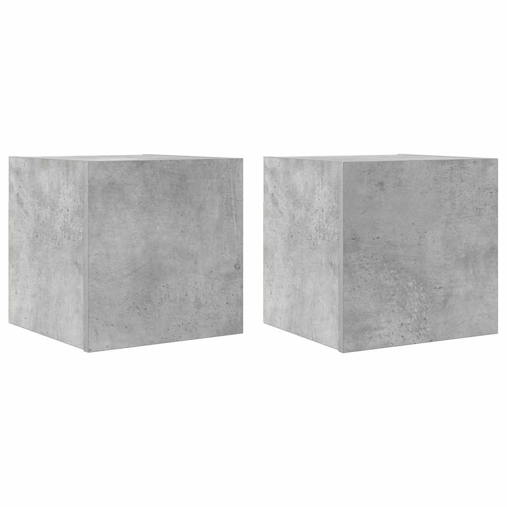 2 db betonszürke falra szerelhető TV-szekrény 30,5 x 30 x 30 cm