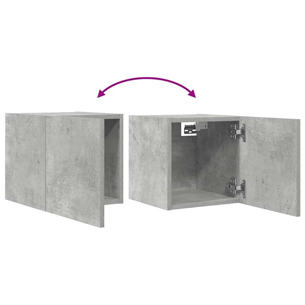 2 db betonszürke falra szerelhető TV-szekrény 30,5 x 30 x 30 cm