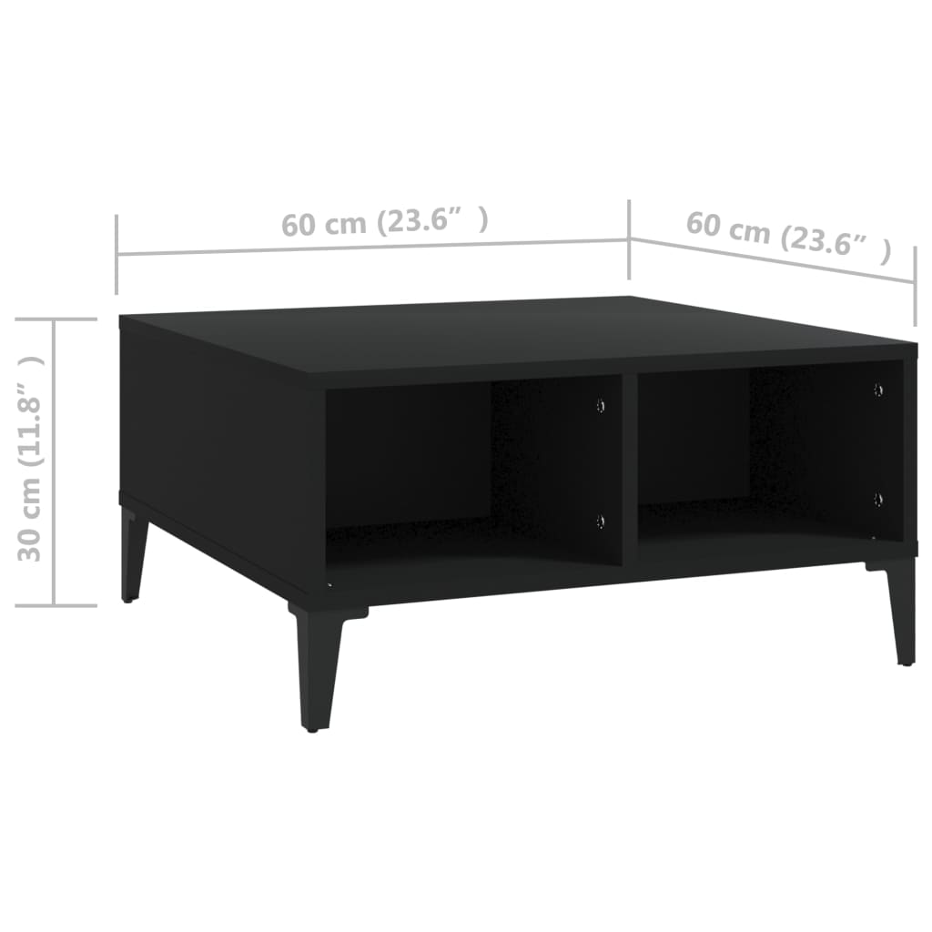 fekete szerelt fa dohányzóasztal 60x 60 x 30 cm