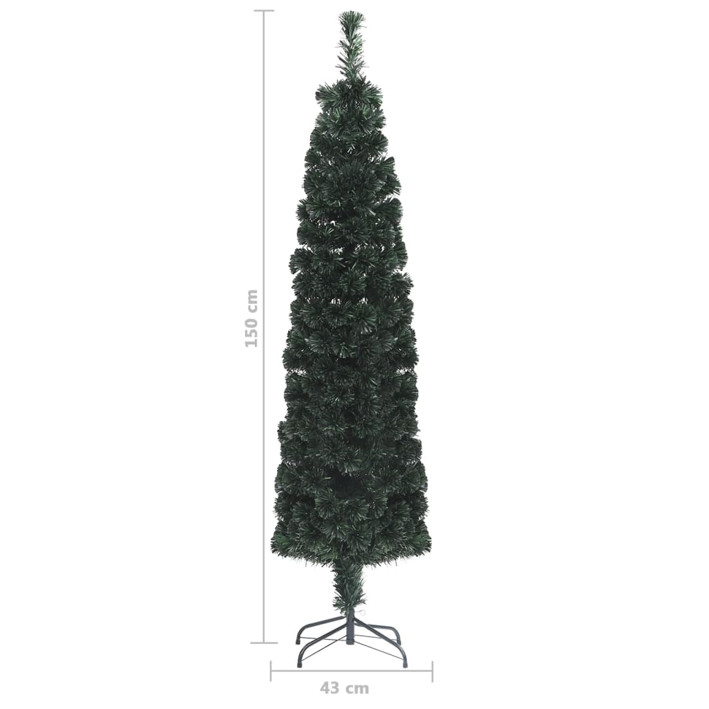 száloptikás vékony műkarácsonyfa talppal 150 cm
