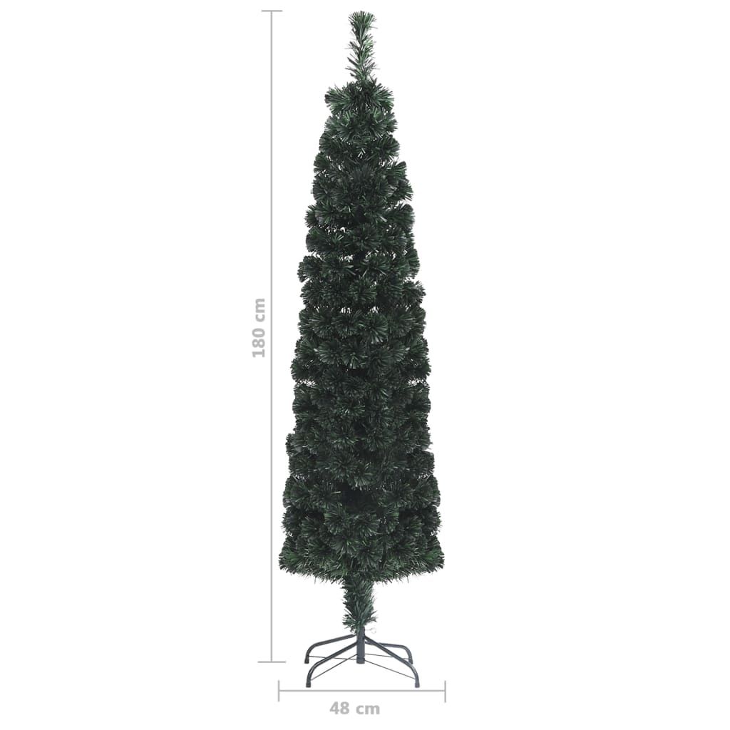 száloptikás vékony műkarácsonyfa talppal 180 cm
