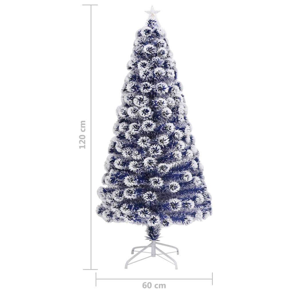 fehér és kék száloptikás megvilágított műkarácsonyfa 120 cm
