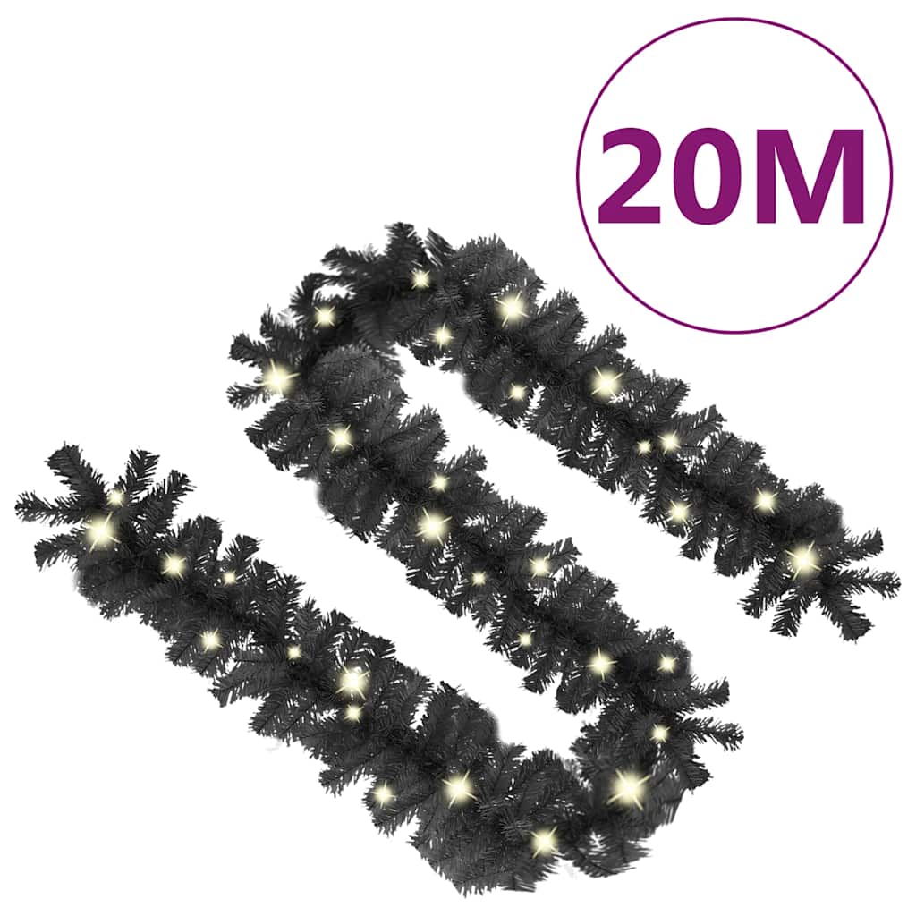 fekete karácsonyi füzér LED-es izzókkal 20 m