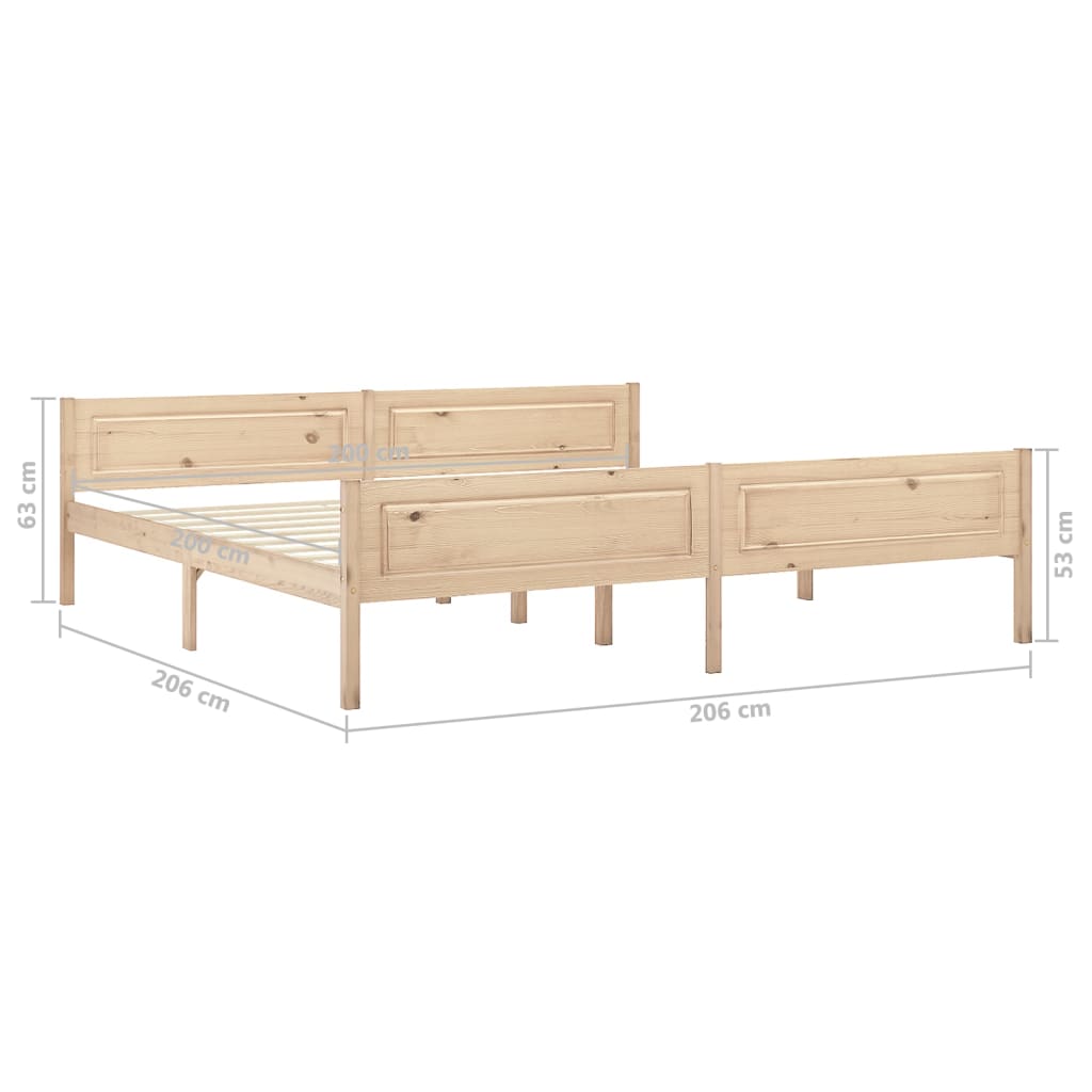 tömör fenyőfa ágykeret matrac nélkül 200 x 200 cm