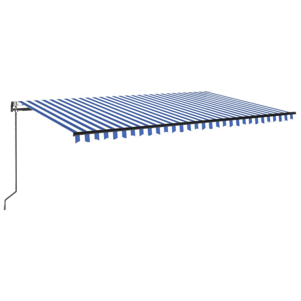 kék/fehér automata szélérzékelős és LED-es napellenző 500x300cm