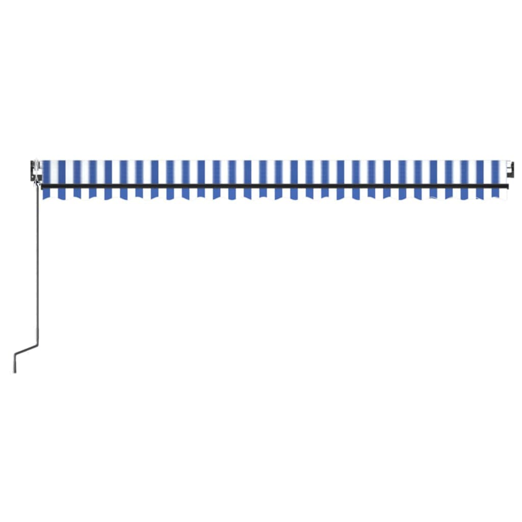 kék/fehér automata szélérzékelős és LED-es napellenző 500x300cm