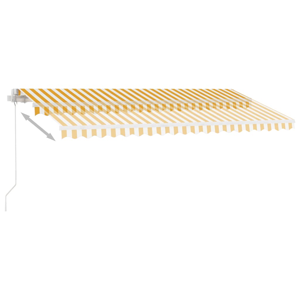 sárga és fehér kézzel kihúzható póznás napellenző 400 x 300 cm