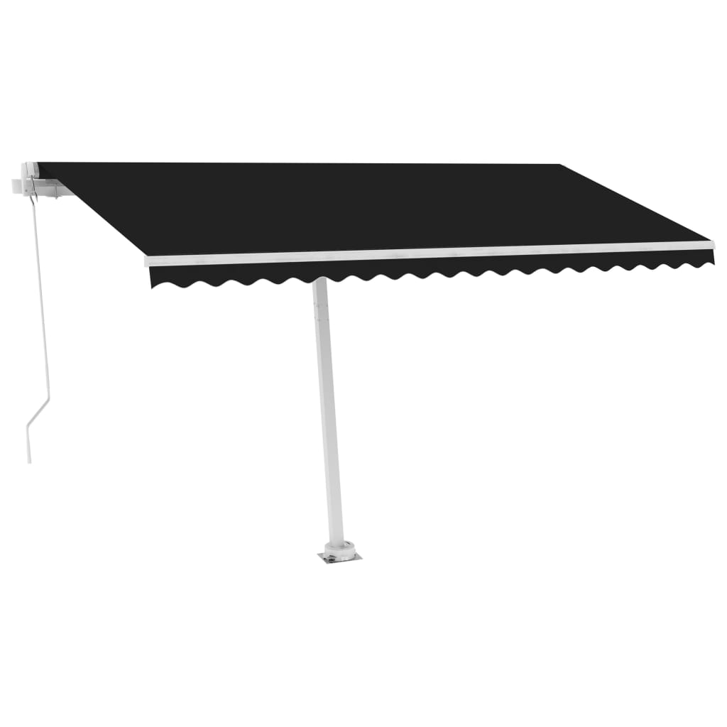 antracitszürke kézzel kihúzható póznás napellenző 450 x 350 cm