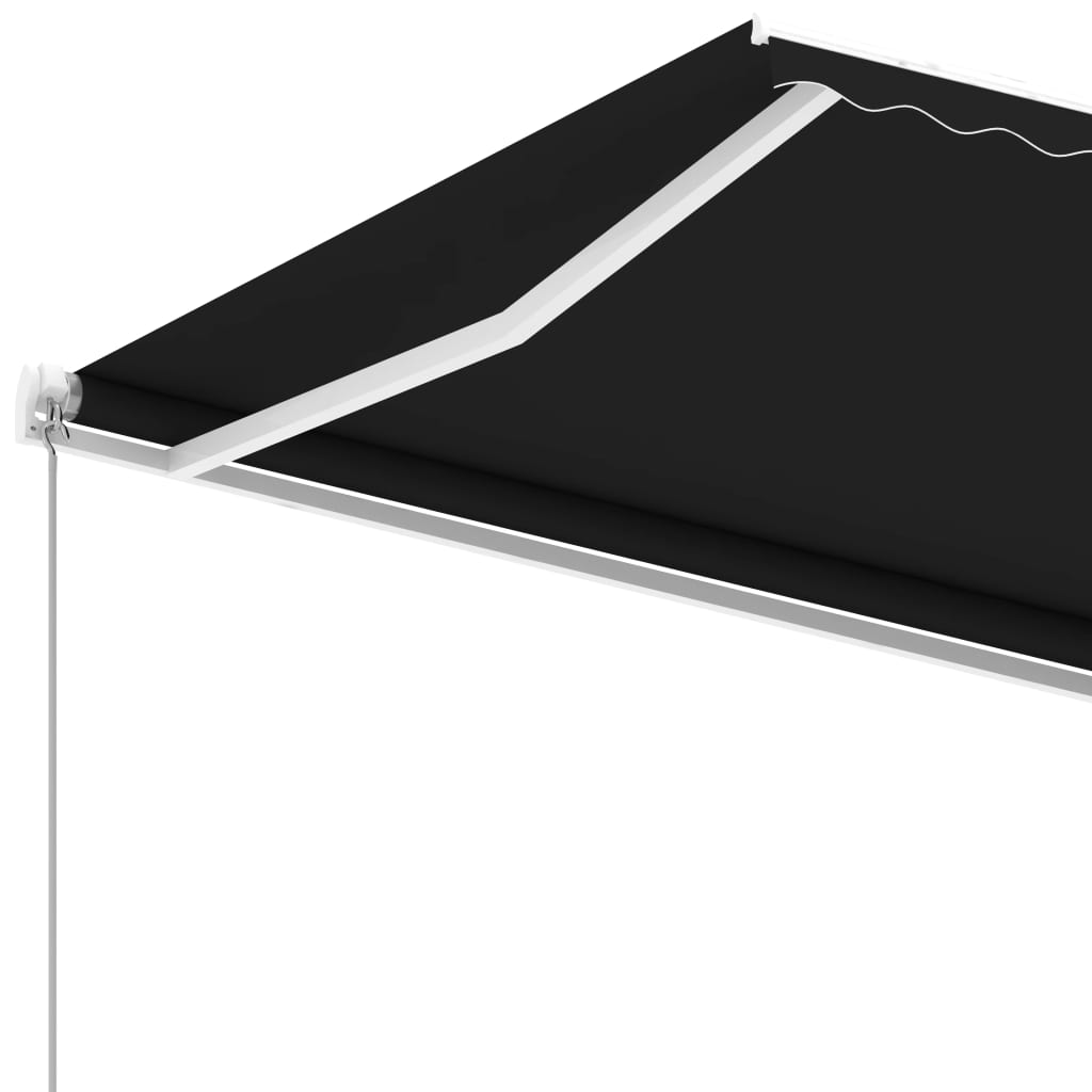 antracitszürke kézzel kihúzható póznás napellenző 450 x 350 cm