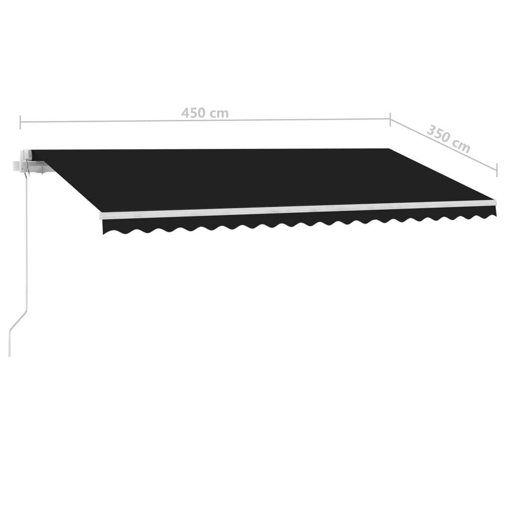 antracitszürke kézzel kihúzható póznás napellenző 450 x 350 cm