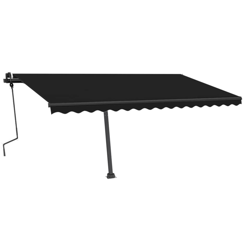 antracitszürke kézzel kihúzható póznás napellenző 450 x 350 cm