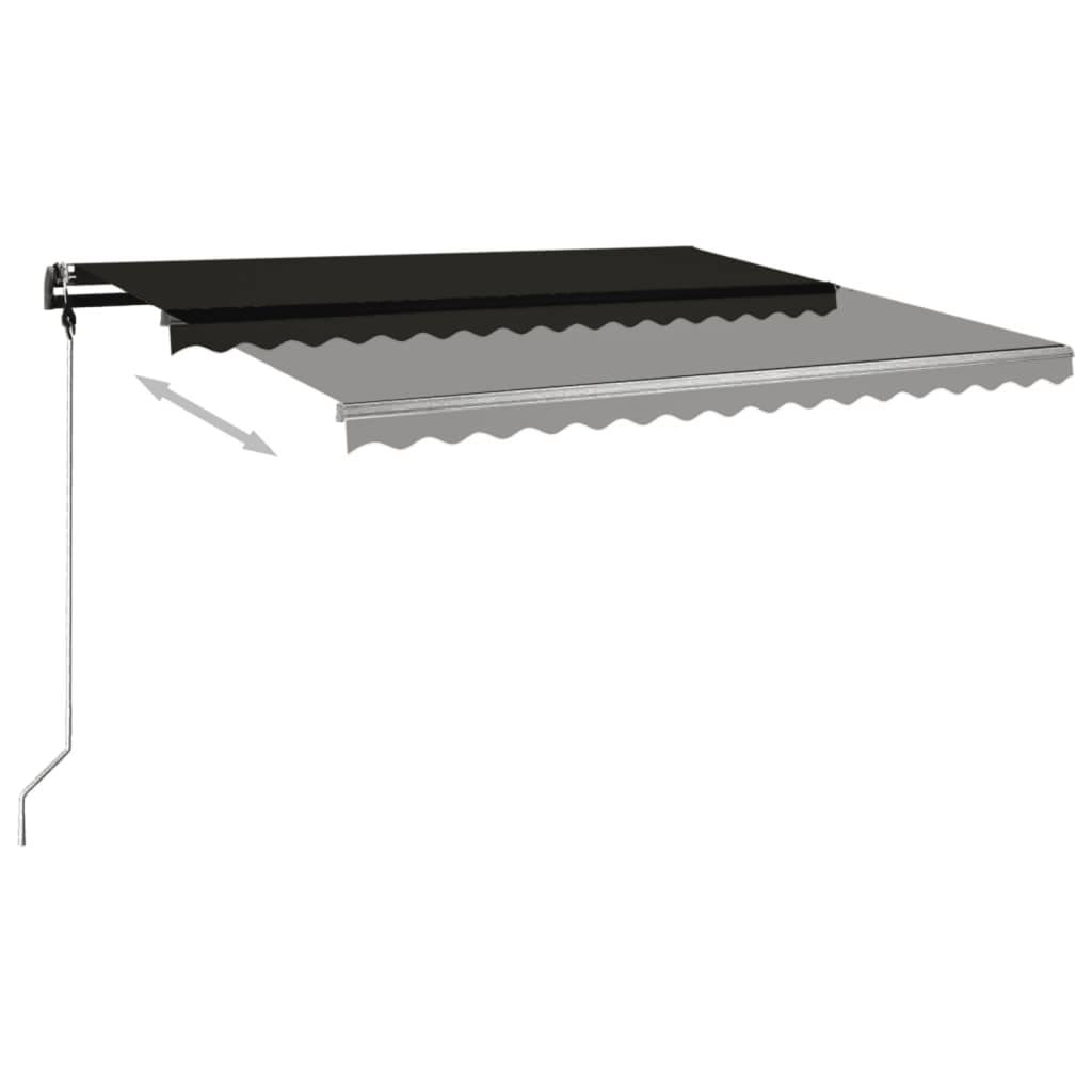 antracitszürke kézzel kihúzható póznás napellenző 450 x 350 cm