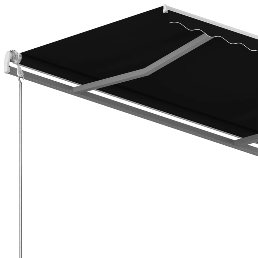 antracitszürke kézzel kihúzható póznás napellenző 450 x 350 cm