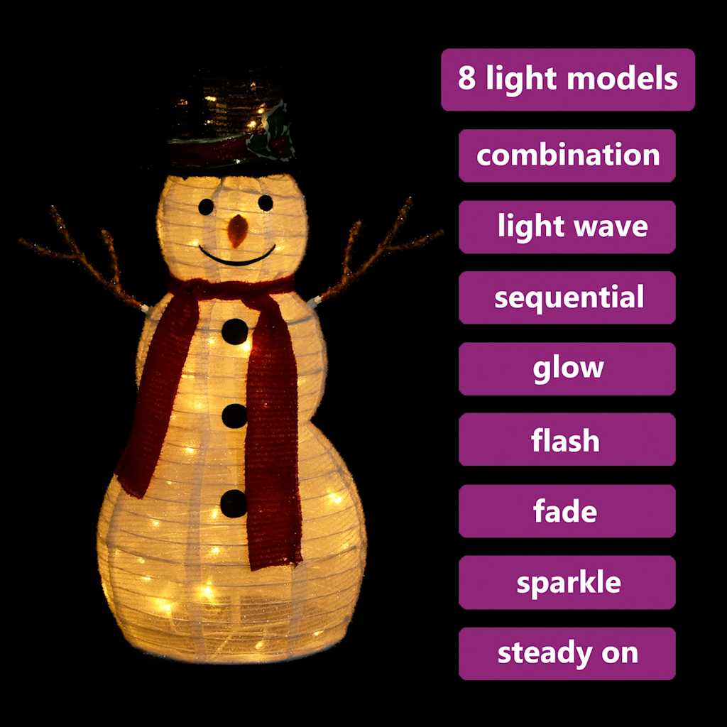 dekoratív luxus szövet karácsonyi LED-es hóember figura 60 cm