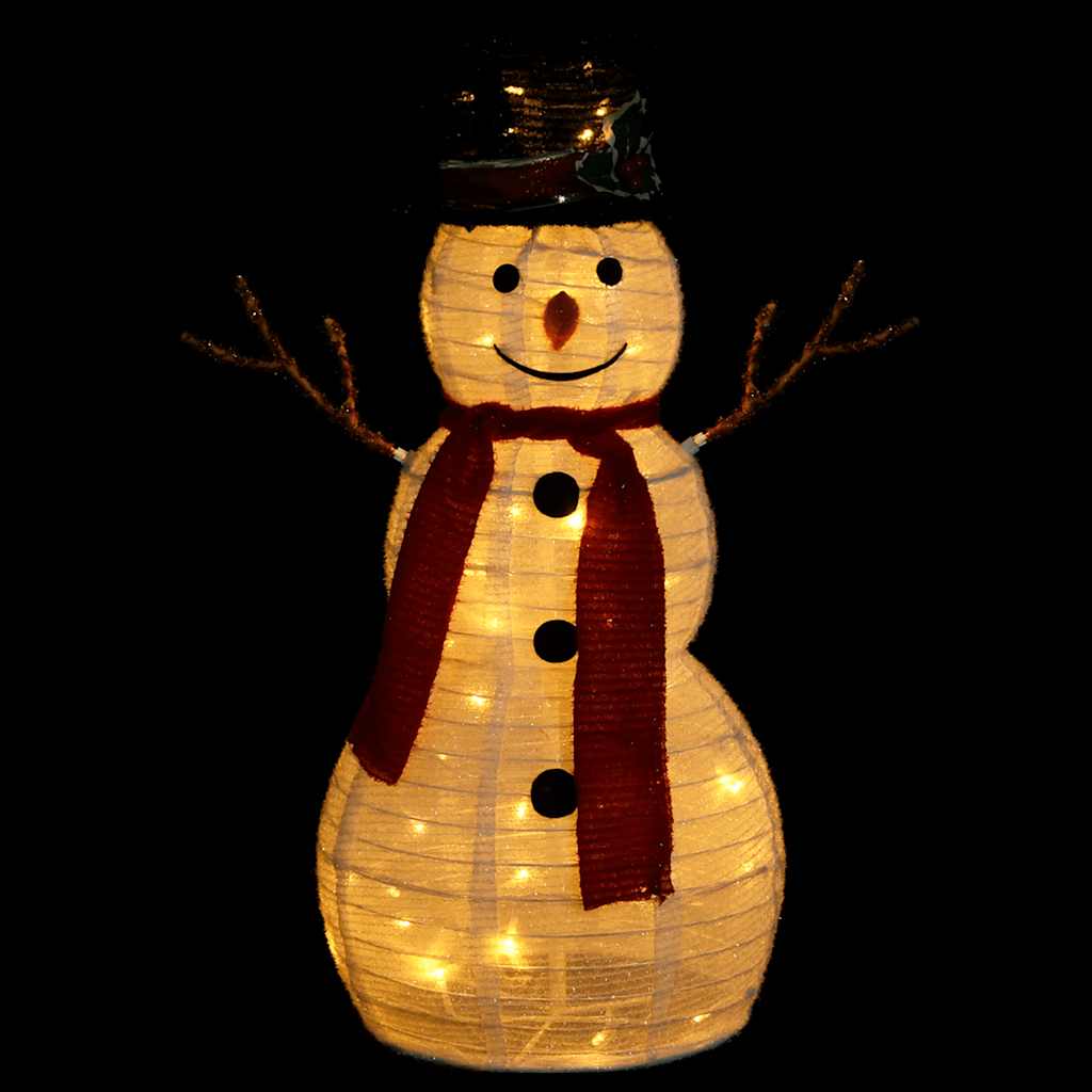 dekoratív luxus szövet karácsonyi LED-es hóember figura 60 cm