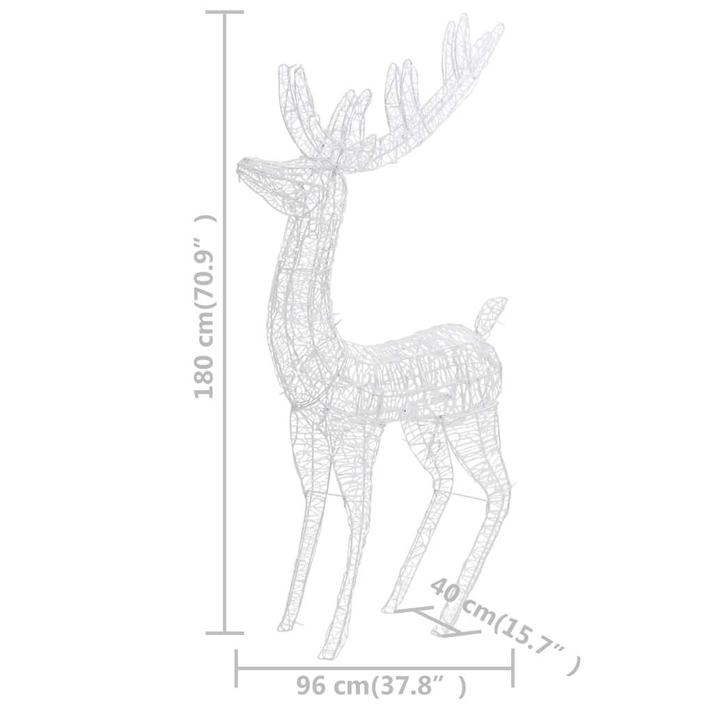 hideg fehér XXL akril karácsonyi rénszarvas 250 LED-del 180 cm