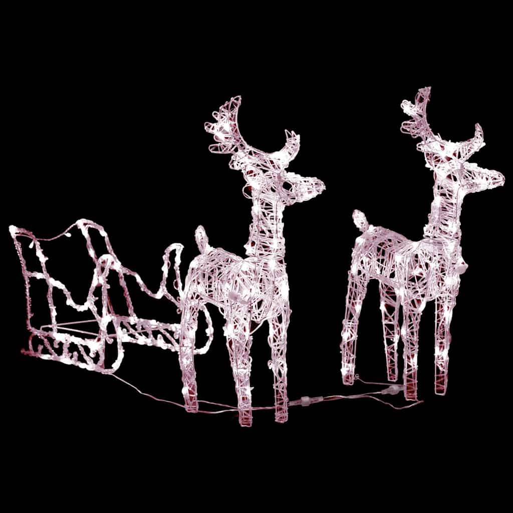 akril rénszarvasos-szános karácsonyi dísz 160 LED-del 130 cm