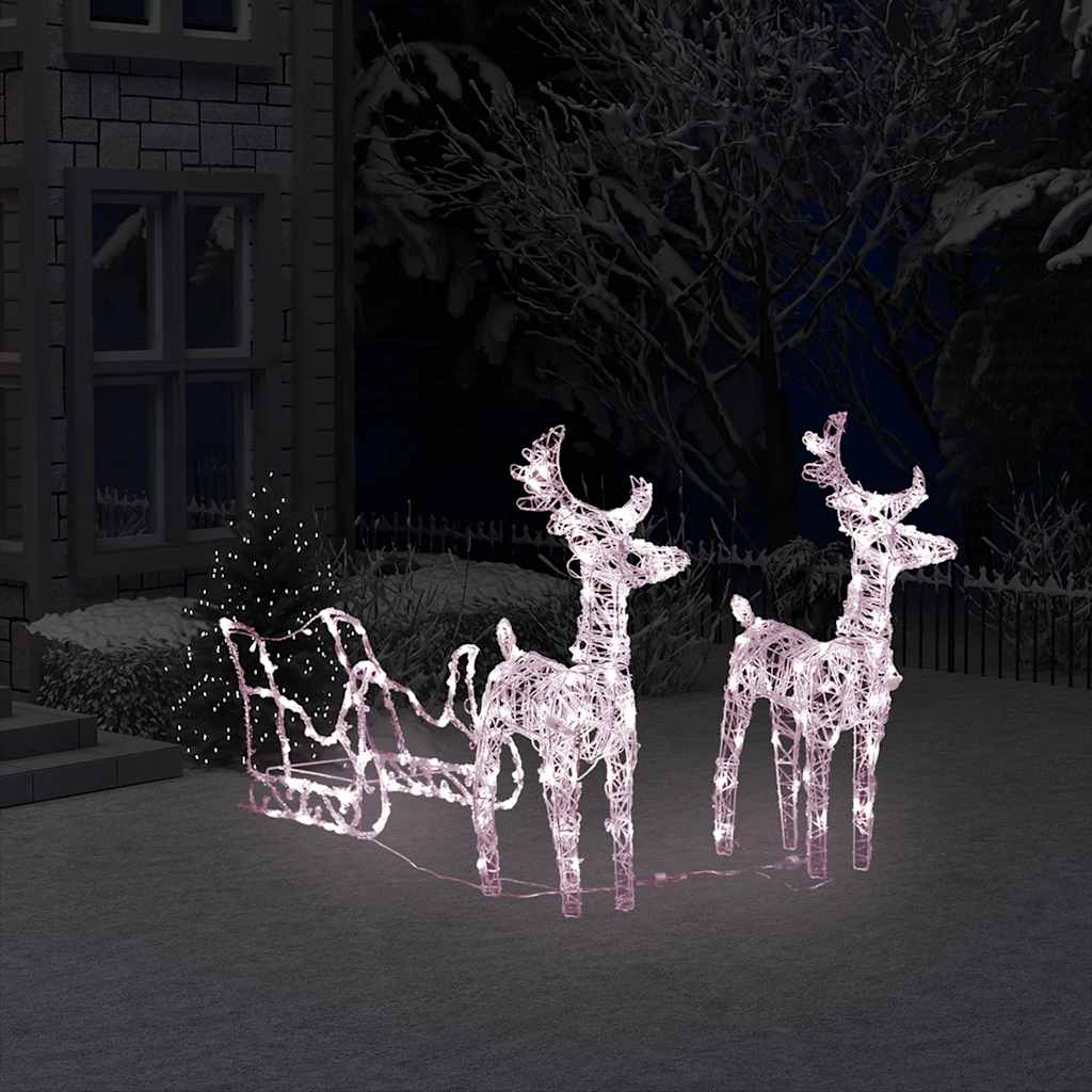 akril rénszarvasos-szános karácsonyi dísz 160 LED-del 130 cm