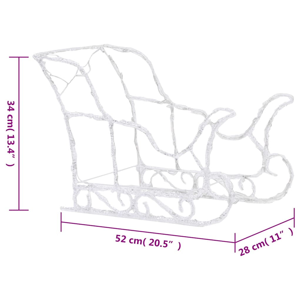 akril rénszarvasos-szános karácsonyi dísz 160 LED-del 130 cm