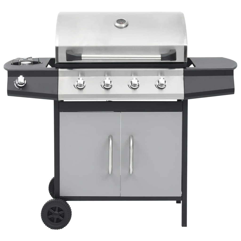 fekete és ezüst gázgrillsütő 4+1 főzőfelülettel