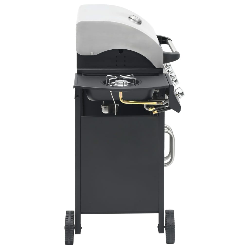 fekete és ezüst gázgrillsütő 4+1 főzőfelülettel