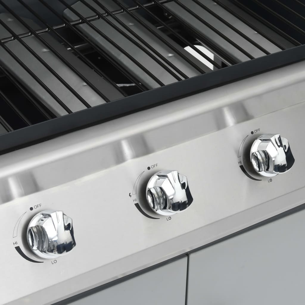fekete és ezüst gázgrillsütő 4+1 főzőfelülettel