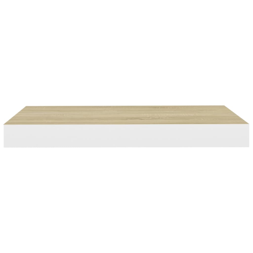 2 db tölgyszínű és fehér MDF lebegő fali polc 40 x 23 x 3,8 cm