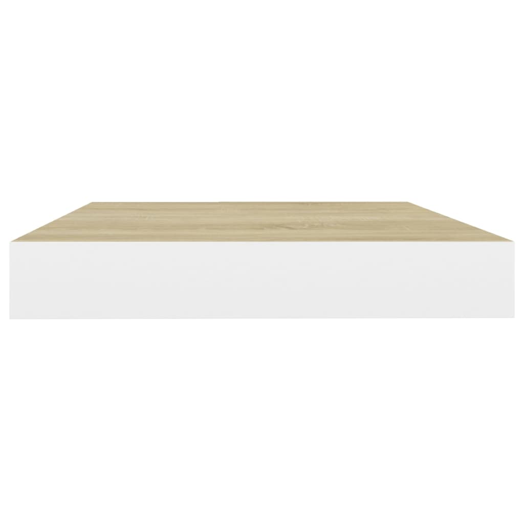 2 db tölgyszínű és fehér MDF lebegő fali polc 40 x 23 x 3,8 cm