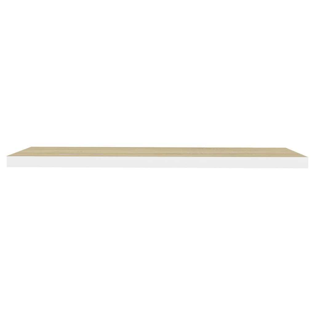 4 db fehér-tölgyszínű MDF lebegő fali polc 90 x 23,5 x 3,8 cm