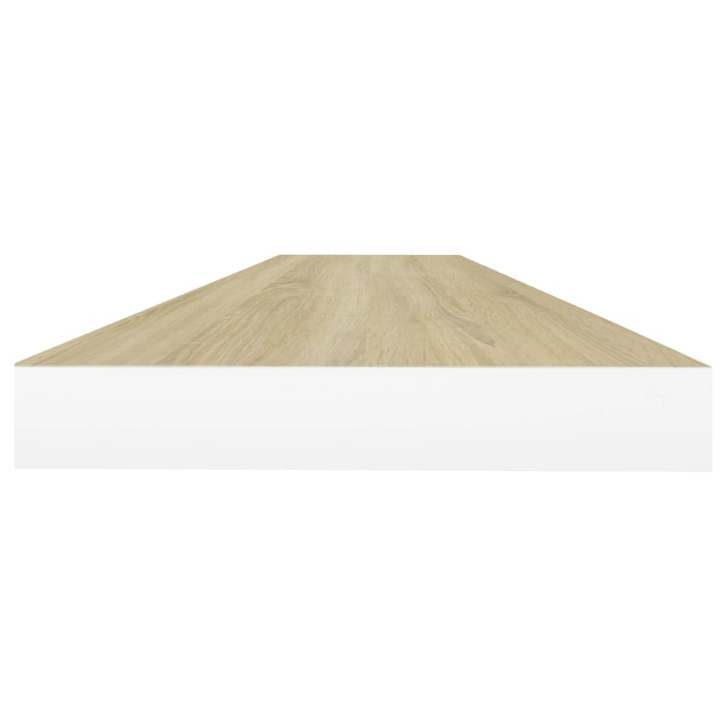 4 db fehér-tölgyszínű MDF lebegő fali polc 90 x 23,5 x 3,8 cm