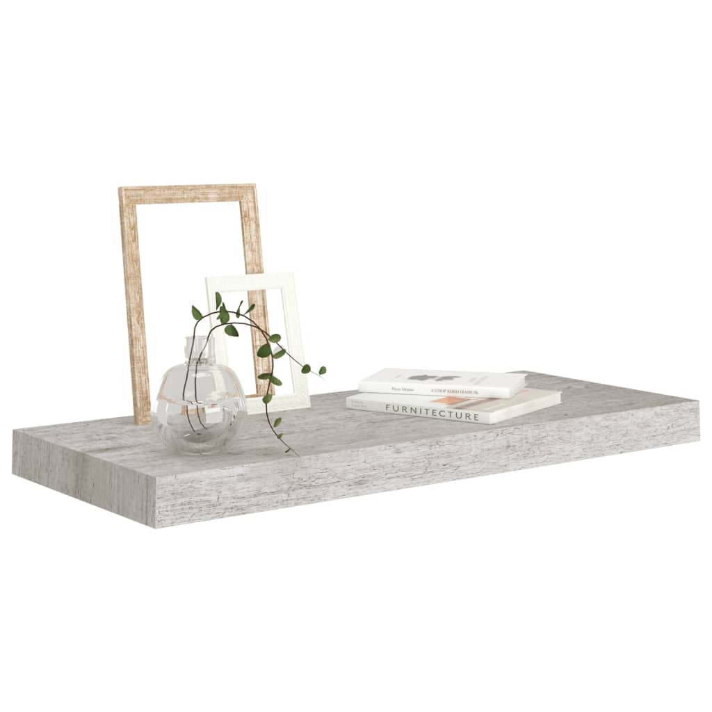 betonszürke MDF lebegő fali polc 60 x 23,5 x 3,8 cm