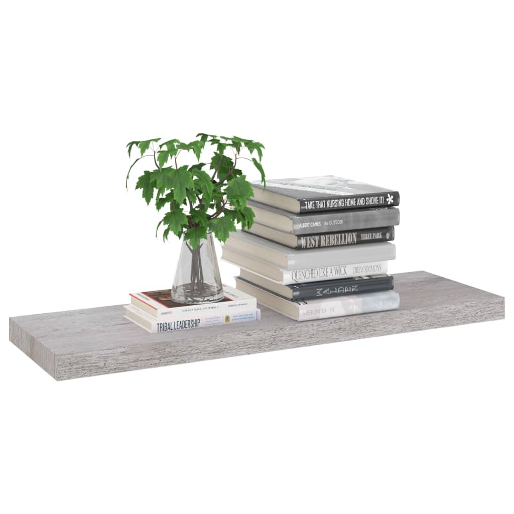 2 db betonszürke MDF lebegő fali polc 80 x 23,5 x 3,8 cm