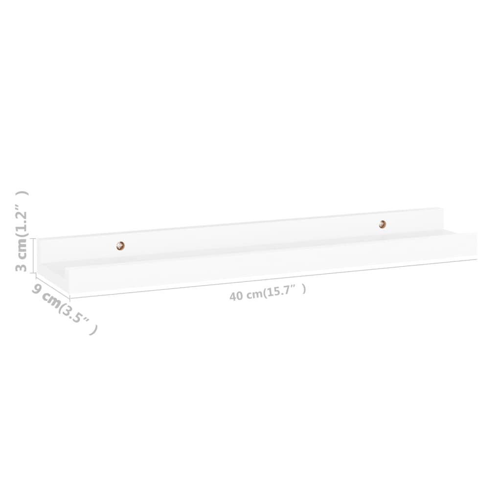 4 db fehér fali polc 40 x 9 x 3 cm