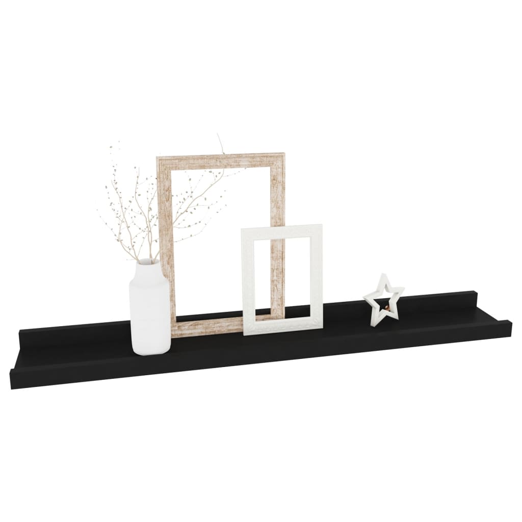 4 db fekete fali polc 60 x 9 x 3 cm