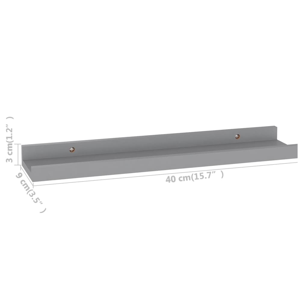4 db szürke fali polc 40 x 9 x 3 cm