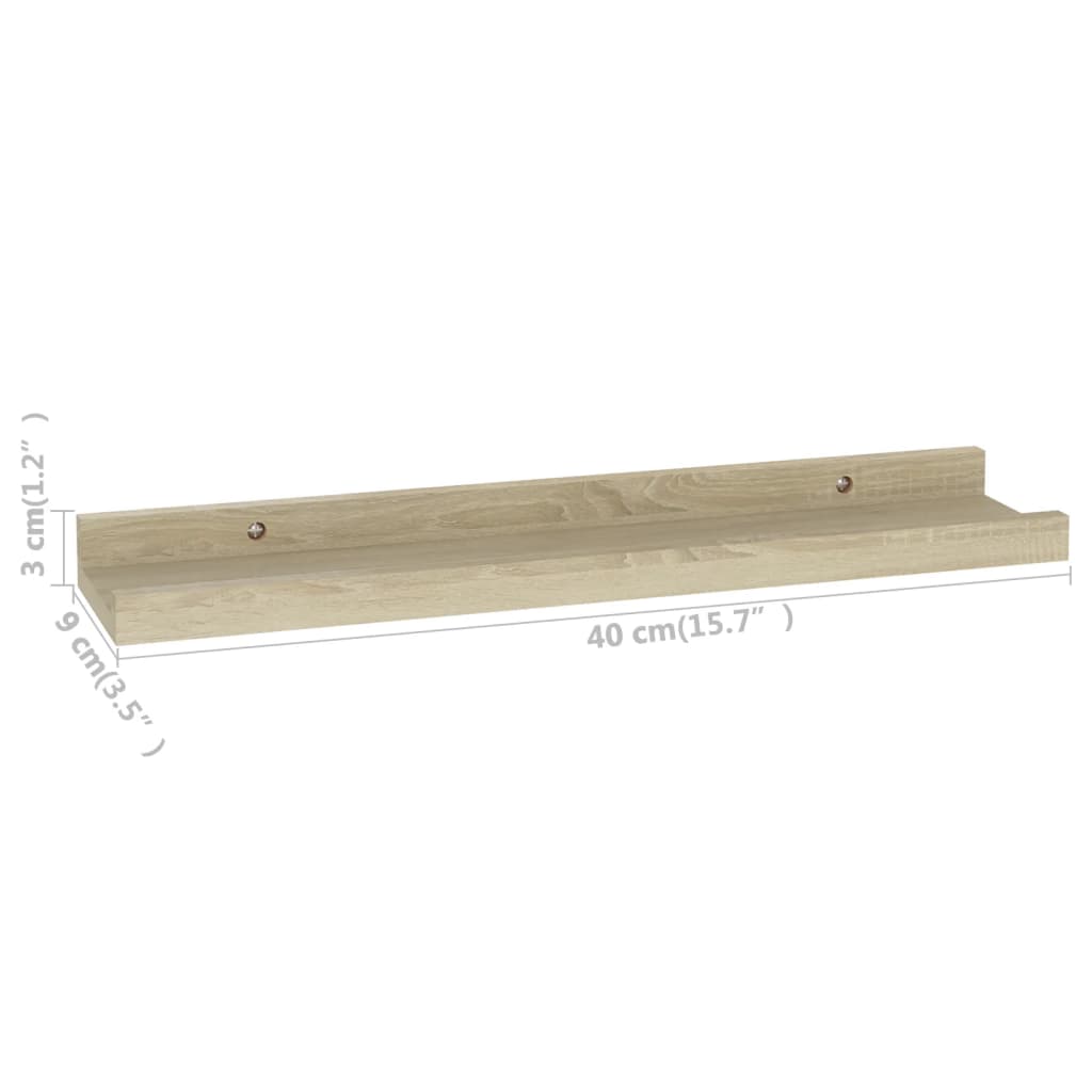 2 db sonoma tölgyfa fali polc 40 x 9 x 3 cm