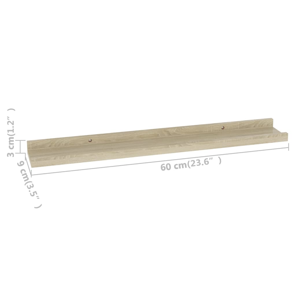 2 db sonoma tölgyfa fali polc 60 x 9 x 3 cm