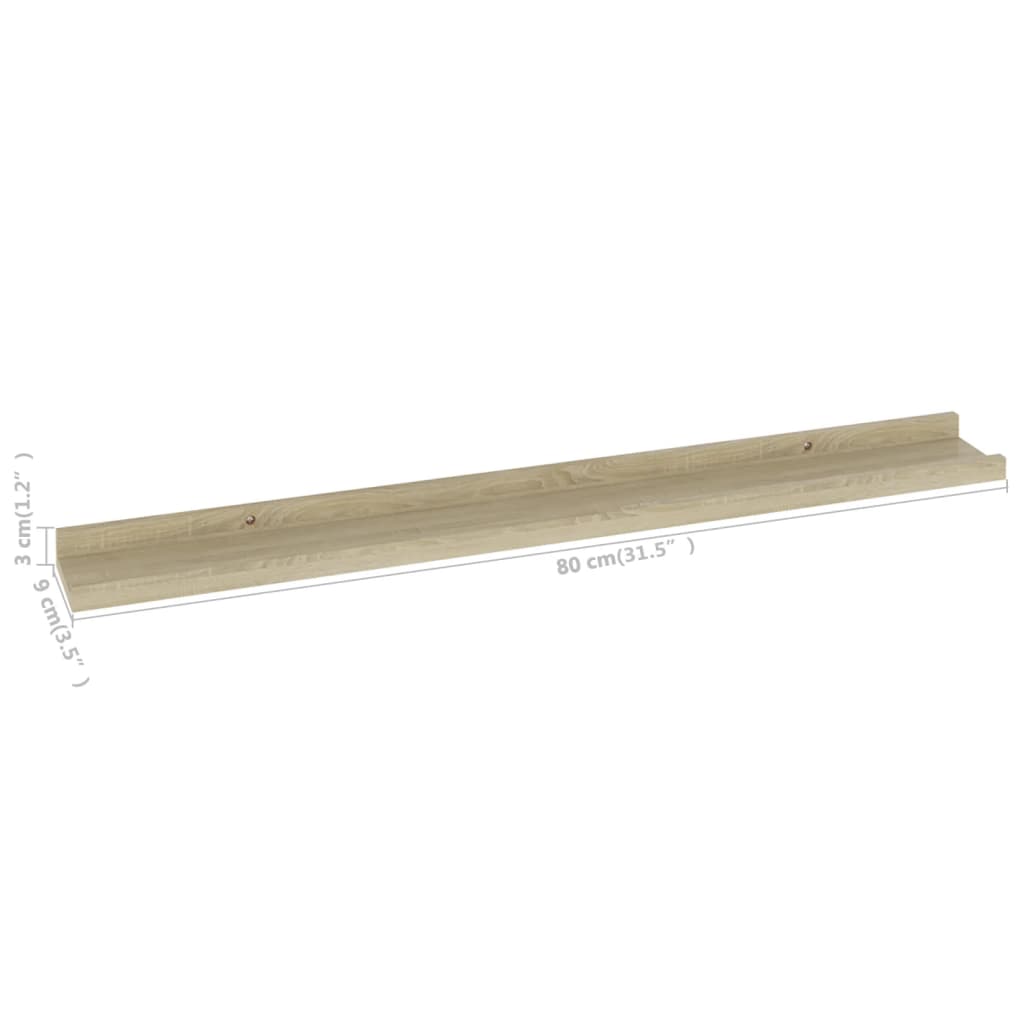 2 db sonoma tölgyfa fali polc 80 x 9 x 3 cm