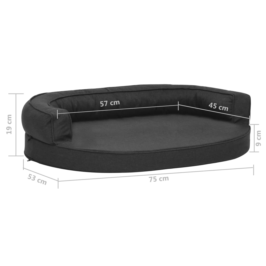 fekete ergonomikus vászonhatású kutyaágymatrac 75 x 53 cm
