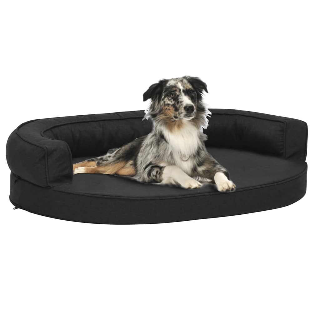 fekete ergonomikus vászonhatású kutyaágymatrac 75 x 53 cm