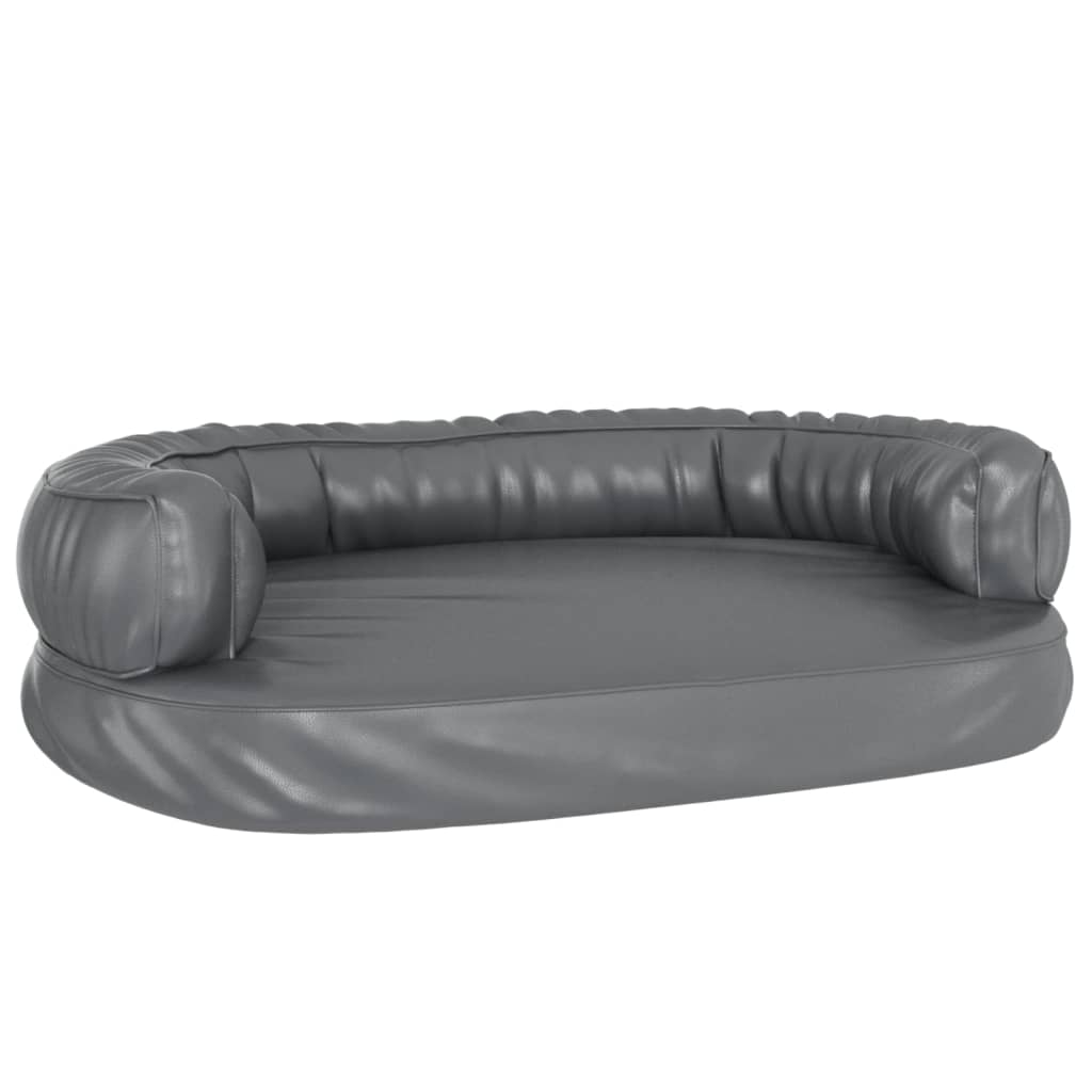 szürke ergonomikus műbőr kutyaágy 75 x 53 cm