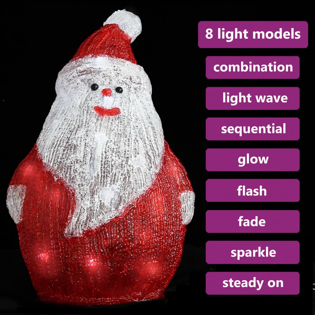 LED-es akril karácsonyi mikulásfigura bel- és és kültérre 28 cm